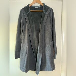 Athleta Hooded Sweatshirt Terry Fleece Lined Dark Charcoal Gray Oversized Cozy